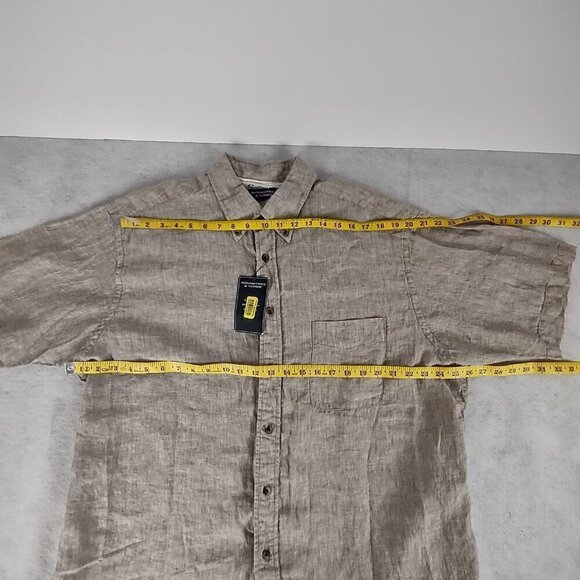 Roundtree & Yorke Light Brown Short Sleeve Casual 100% Linen Shirt Size XL (NWT) - Picture 7 of 13